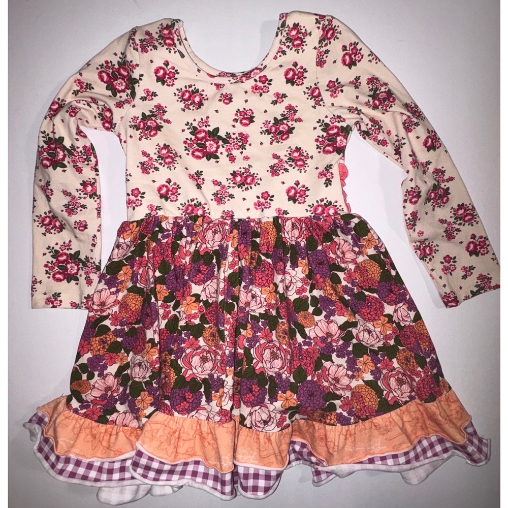 Cheeky Plum Clothing Floral‎ Ruffle Dress Girls Size 4T Long Sleeve - Picture 8 of 8